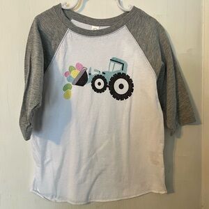 Rabbit Skins size 4 Easter shirt w tractor on front